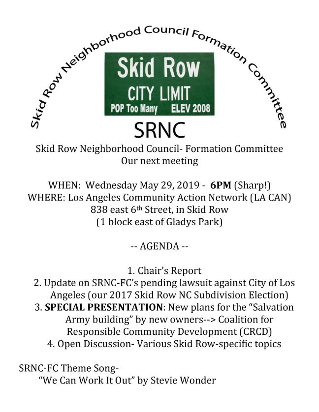 SRNC-FC- Agenda- May 29th 2019-1A